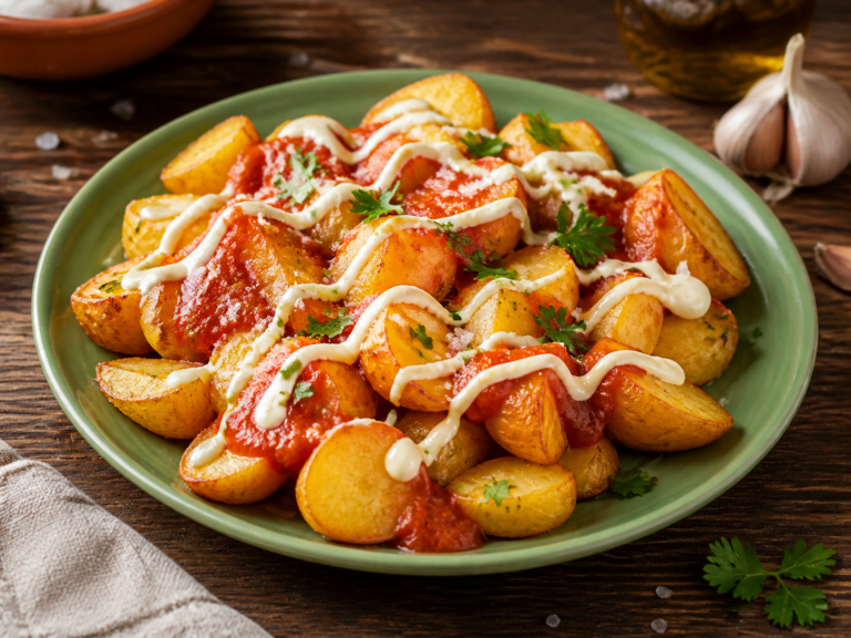 Patatas bravas met brava-saus en aioli
